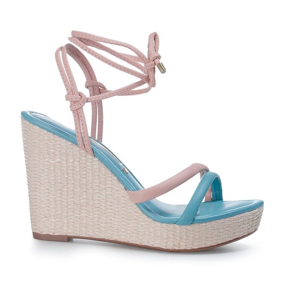 Vizzano Pink Jade Green Lace-up Women’s Platform Sandals - Picture 2 of 2